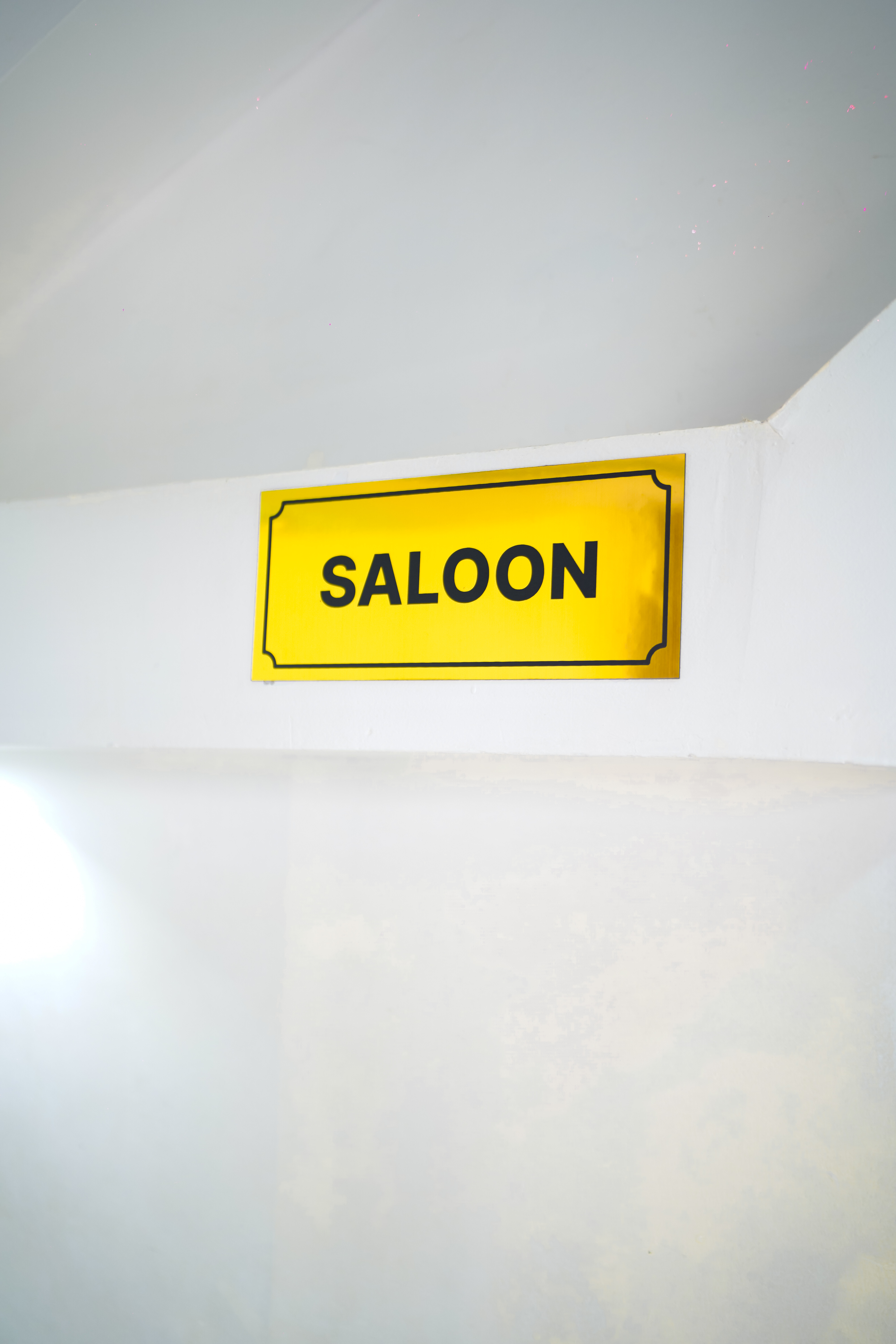 Salon corridor with artistic ceiling design